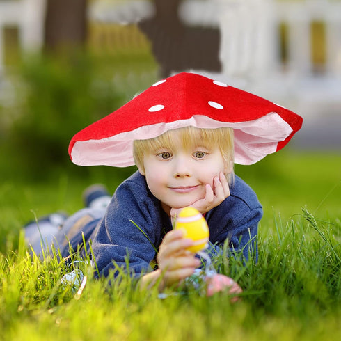 (40cm*40cm) NUOBESTY Kids Mushroom Hat Costume Accessory Red Plush Mushroom Hat Cartoon Party Costume for Festival