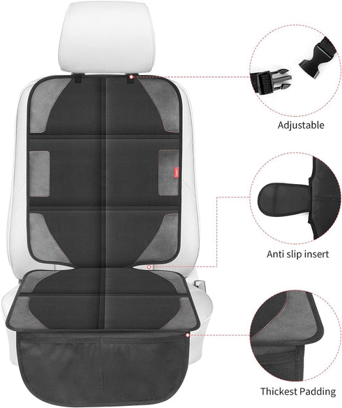 600D 2 Pack Car Seat Protector with Thickest Padding,Waterproof Fabric Child Baby Seat Protector with Storage