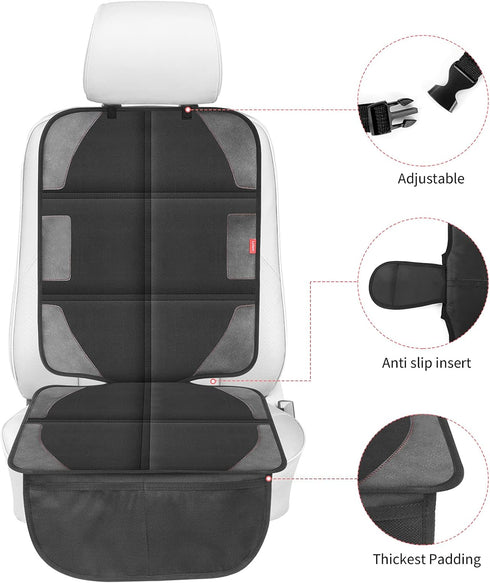 600D 1 Pack Car Seat Protector with Thickest Padding,Waterproof with Storage Pockets,Non-Slip Pets Fabric Child Baby