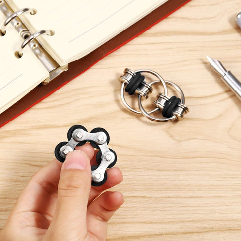 Gejoy Fidget Toy Set with Six Roller Chain Fidget and Key Flippy Chain Stress Reducers for Autism Relief