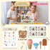 Peccvon Counter Playset 3 4 5 6 Wooden Ice Cream Toys for Kids Pretend Play Kitchen Food Toys with Scoop & Menu & Fake