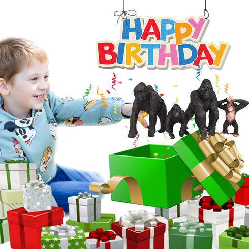 Gemini&Genius King Kong Safari Animal Toys, Gorilla Family Figurines for Kids, Room Decoration, Ages 3+