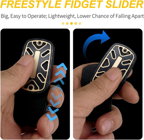 DFS-47 DjuiinoStar Silent Fidget Slider (Carbon Fiber + Glass Fiber), CNC Machined Free-Floating Push Slider, Addictive