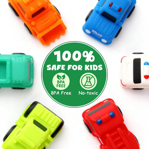 JoiTale 6 Pack 1 2 3 Baby Bath Toys, Light Up Cars Bath Toys, No Hole No Mould Bathtub Toy for Year Olds, Flashing LED