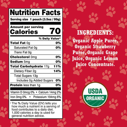 3.5 (Pack 10) Paw Patrol Super Strawberry Organic Mixed Fruit Squeeze Pouch, Ounce