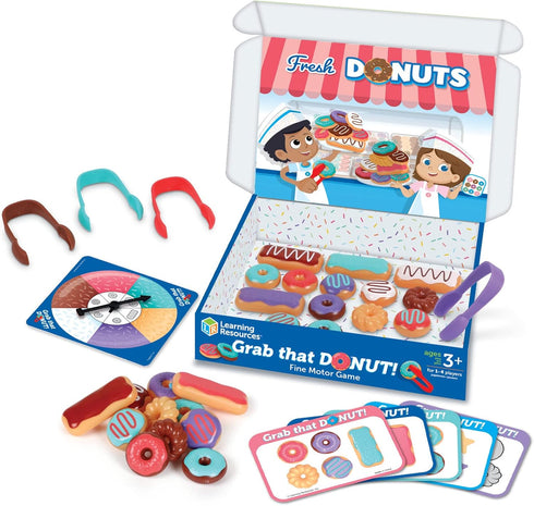 Learning Resources Grab That Donut!, 39 Pieces, Ages 3+, Fine Motor Game, Toddler Learning Toys, Educational Games