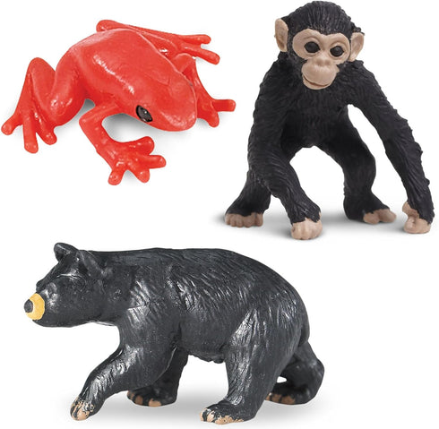 Pack 8 5+ Safari Ltd. Good Luck Minis Rainforest Fun Mini Figurines Including Snake, Frogs, Butterfly, Chimpanzee