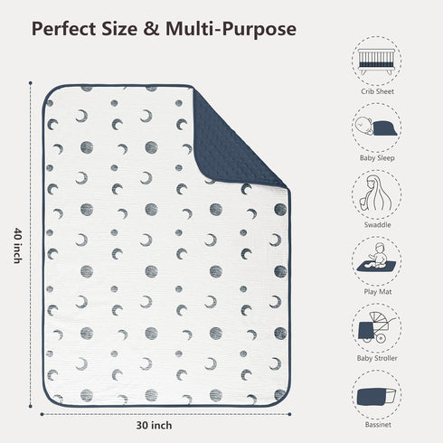 2 Pack 30x40in, Susurration Baby Blanket for Unisex Boys Girls, Soft Fluffy Crib Blankets with Muslin Cotton Front