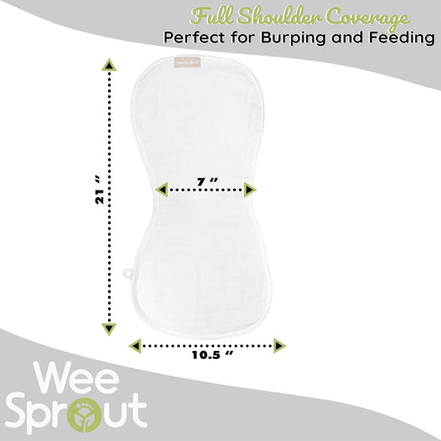 WeeSprout Unisex Organic Towel Cotton Burp Cloths Set of 4 - Four Ultra-Absorbent Layers Keep Clothes Dry, Button