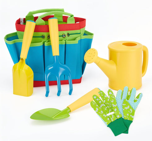 FITNATE Green Kids Garden Tools Set,6 PCS Garden Tools Including Watering Can,