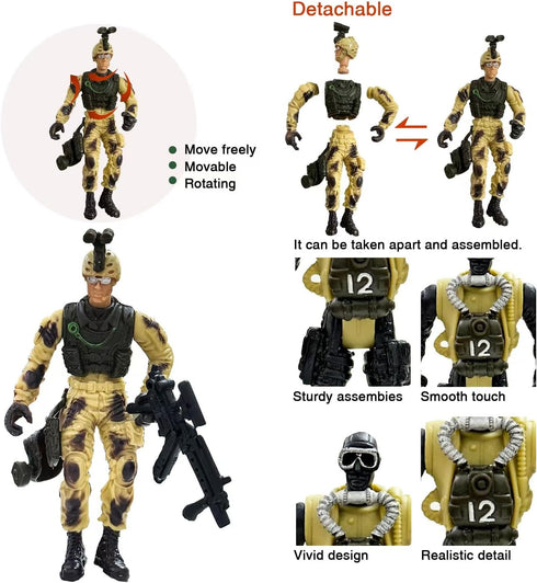 Baimiby 4-7, 6 Playset Set 3+ Army Men Action Figure, Soldiers Toy for Boys Age Pcs Special Force Action Figure