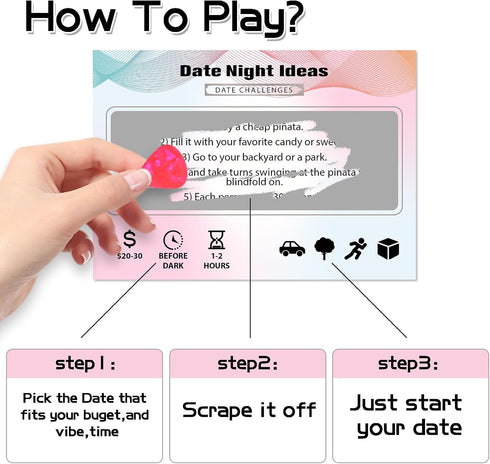 BleSky 45 Date Night Ideas Scratch Off Cards for Couple Games Romantic Couple Gifts for Him Her Valentines Day Gifts