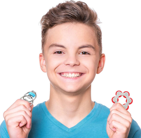 Hicarer 8 Pieces Fidget Toys Set, 4 Flippy Roller Chains and 4 Six Roller Bike Chains for Adults and Teenagers (Red,