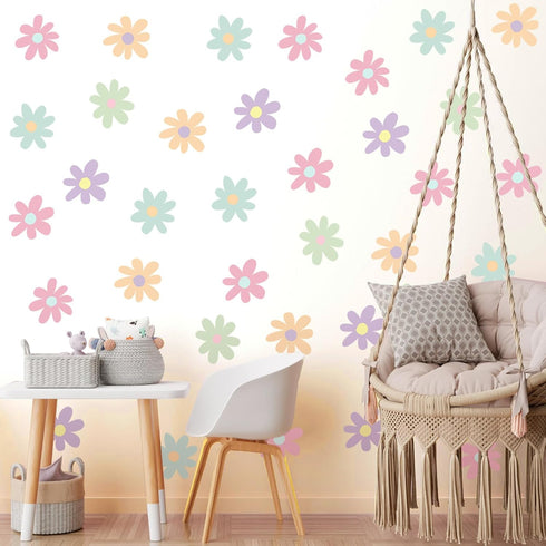 BBTO Daisy Wall Decal Flower Vinyl Wall Decals Daisy Stickers Floral Decals Peel and Stick for Nursery Art Bedroom