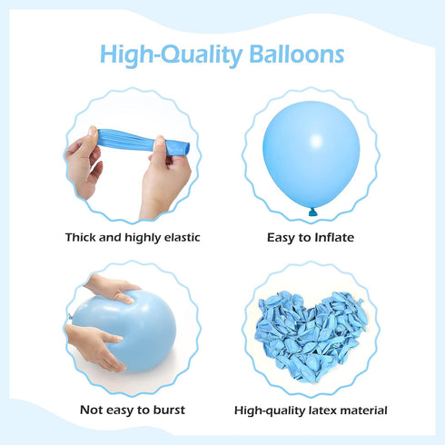 FOTIOMRG 110pcs 18 12 10 5 inch Pack Light Blue Balloon Garland Arch Kit, Light Blue Latex Balloons Different Sizes