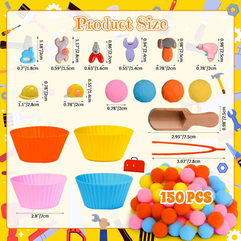 167pcs Hammer Tool Sensory Bin Filler Fine Motor Toys Kids Tool Box Sensory Bin Items Tape Measure Toy Drill Pliers