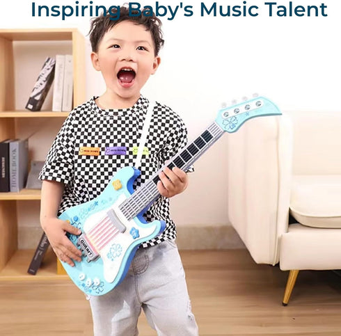 3 4 5 7 8 Kids Toddler Baby Childrens Electric Toy Guitar with Strap Ideal for Year Old Boys Girls Gifts(Blue)