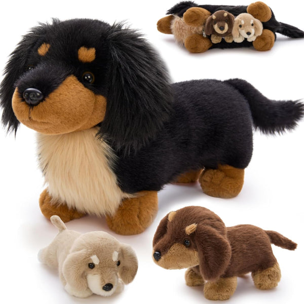 MorisMos Dachshund Stuffed Animal Plush Toys, 20'' Realistic Long Haired Dachshund Toys