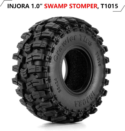 INJORA 1.0 Tires - 58 * 24mm Swamp Stomper S5 Tires for SCX24 AX24 TRX4M FCX24 1/24 1/18 RC Crawler Car,T1015