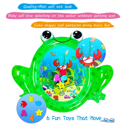 Frog Baby Water Mat, Inflatable Play Mat, Tummy Time Baby Toys, Fun Early Development Activity Play Center for Newborn