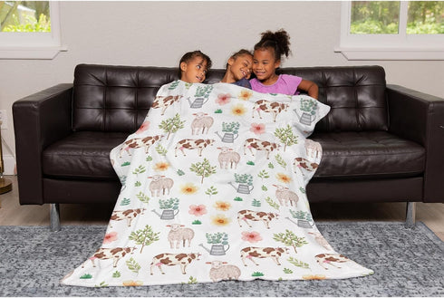 SqtmuHLuo Farm Animals Baby Blanket for Boys Girls Neutral Farm Pig Sheep Cow Chicken Duck Newborn Nursery Swaddle