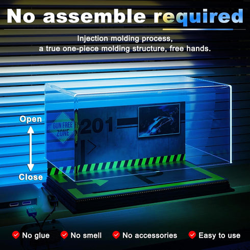 Lighted Display Case for 1/24 Scale Model Cars - No Assemble Acrylic Case with Lights and Leather Base