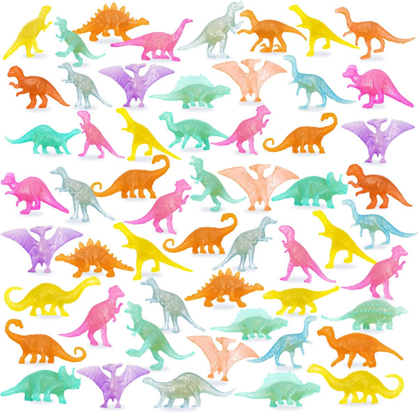 OuMuaMua 78pcs Glow in the Dark Dinosaur Toys Set, Mini Plastic Realistic