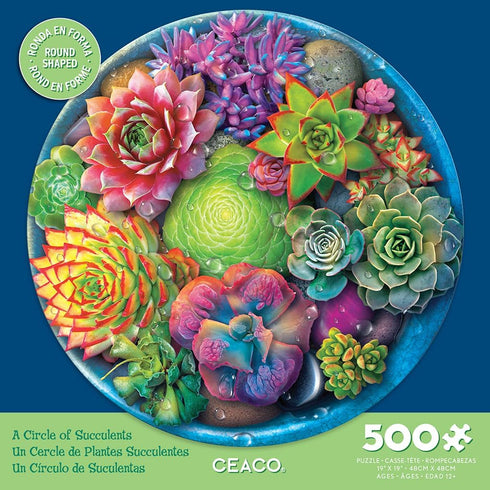 Ceaco - A Circle of Succulents - 500 Piece Round Jigsaw Puzzle