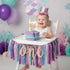 1st Set PapaKit Girl Birthday High Chair Premium Decoration - Sparkle Purple & Teal Ribbon Garland, Crown, One Banner