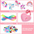 FLYINGSEEDS Unicorn Jewelry Making Kit with 5 Rubber Necklaces, 100 Big Holes Beads Toy Set