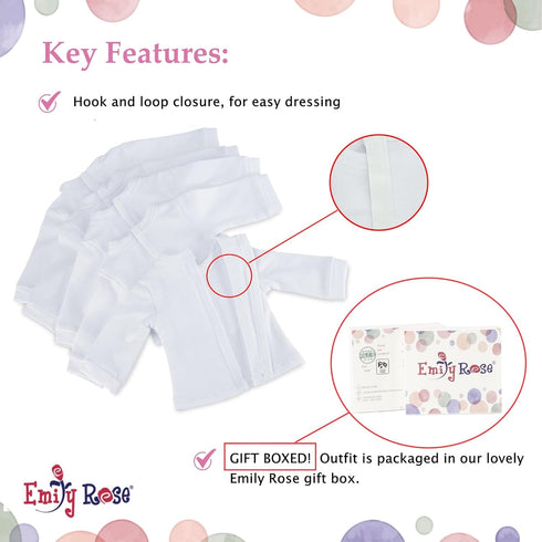 18 Inch 5-Pack 18" Emily Rose Doll Clothes Value Basics Bright White Long Sleeved T-Shirts Tees for Party Gift Crafting