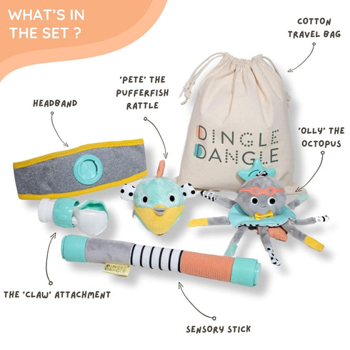 Dingle Dangle - Diaper Changing Headband & Mobile for Crib, Pushchair or Car Seat - Funny Baby Gifts - Great Baby
