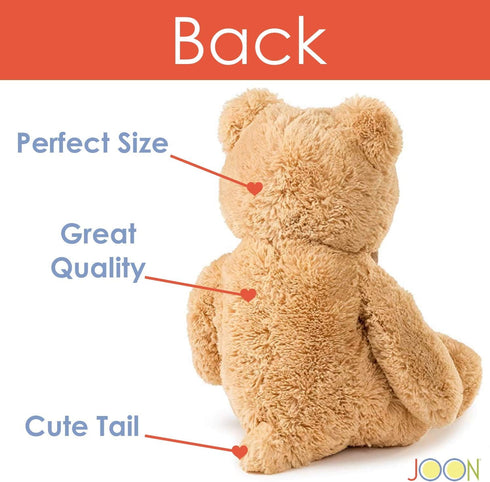 JOON Big Teddy Bear - Fluffy Fur, 28 Inches, Tan, Huggable & Lovable Joy, Ideal Gift for Baby Showers, Ribbon & Bow