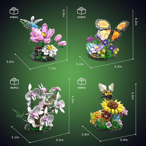 Set, 2059 6+ Ideas Insect Collection Building PCS - Butterfly Orchid Mantis Bee Dragonfly Display Model for Nature