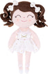 Gloveleya Baby Dolls Soft Snuggly Curly Hair Ballerina Doll, Plush Ballet Doll with Lace Mesh Dress, White 14 inches