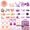 Cute Baby Girl's Hair Clips Set with Assorted Styles, 36 Pieces Pack of Elastic Hair Ties and Ponytail Holders (Purple)