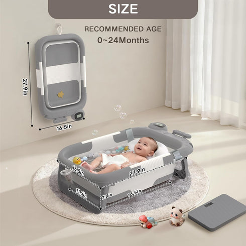 LAUJIA (0-24 Collapsible Baby Bathtub for Newborn to Toddler Months), Portable Baby Bath Tub for Travel, Newborn