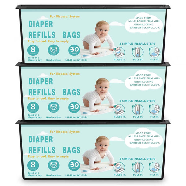 Chariholis Diaper Pail Refills Bags with 30 Bags Compatible with Genie Easy Roll