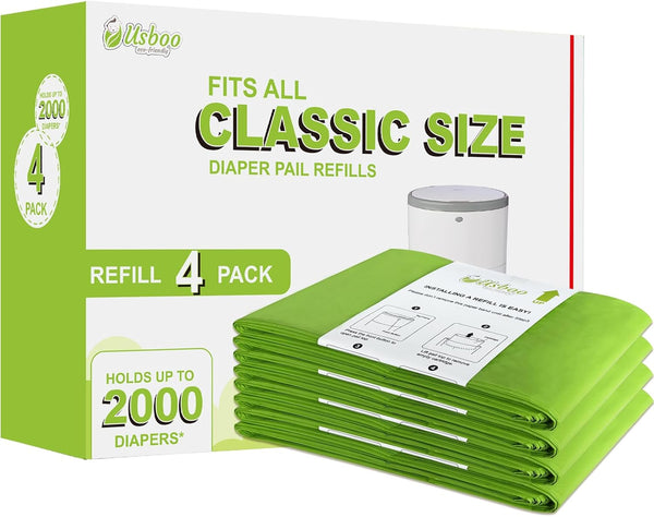 USBOO Refills Compatible with Dekor CLASSIC Diaper Pail Refills | 4 Pack