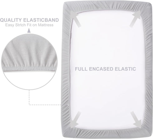 2 Pack, Pack 38x 24 Pack TILLYOU Mini Crib Sheets Fitted and Play Sheets for Toddler Mattress, Soft and Breathable n