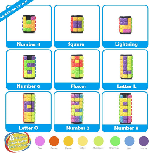 8 Colors,4, 6 8 R.Y.TOYS Rotate and Slide Puzzle-Design Patent,Fidget Toys(Restore Order/Create Patterns)