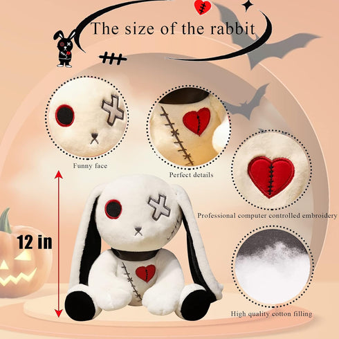 LVQING Rabbit plush doll, crazy rabbit plush toy, Halloween scary rabbit stuffed animal long ears standing toy, suitable for fans Easter Christmas birthday gift. (Color : White)
