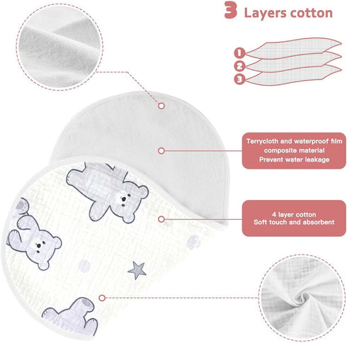 decor gift 4 Pack 22x11in Cotton Burp Cloths Muslin Soft and Absorbent? Lilac Funny Bear wash Cloths for Babies Girls