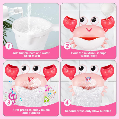Gigilli Crab Baby Bath Toys, Rechargeable Bath Bubble Machine for Toddlers, Automatic Shower Bathtub Bubble Maker