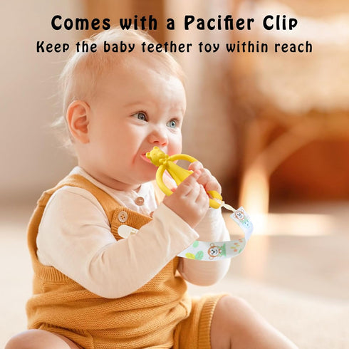 2 Pack 0-6 6-12 Baby Teething Toys for Months, Silicone Baby Bear Teether, Easy to Grip Teether for Babies Infants Boys