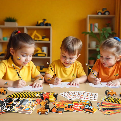 96Pcs Set BenLouis Construction Party Favors Excavator Tractor Theme School Stationery Bulk for Kids Construction