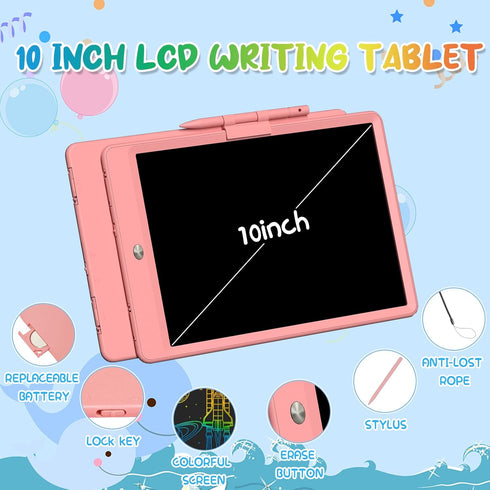 LCD Writing Tablet for Kids - 10 Inch Colorful Toddler Drawing Tablet - Reusable Doodle Board Educational Learning Toy