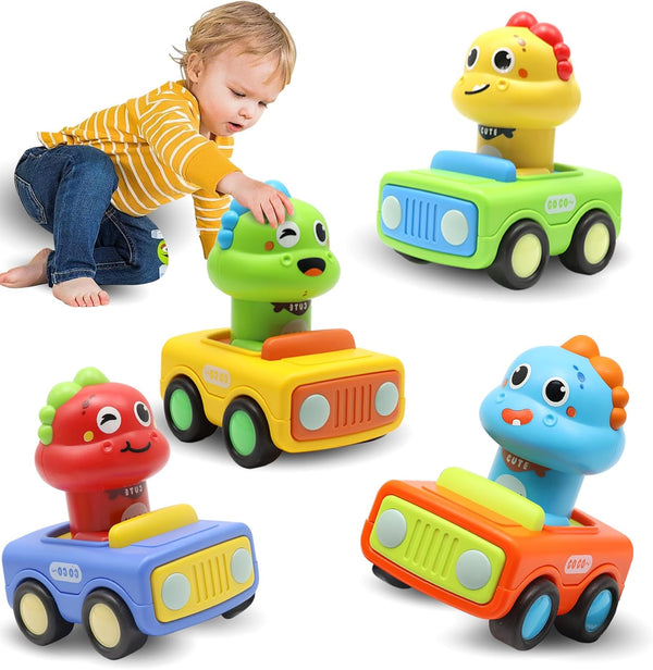 Pbooo Toys for 1 Year Old Boy, Press and Go Car Toys