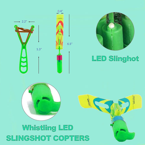 Amazing LED Flying Toys for Kids, 12 PCS Light Up Slingshot Helicopter Toy, Glow in The Dark Party Favors