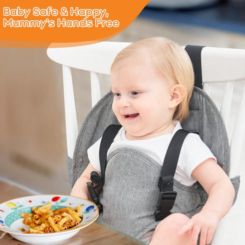 longdafei Portable Safety Seat Harness for Baby High Chair, Foldable Washable Cloth Harness Chair Ajustable Straps